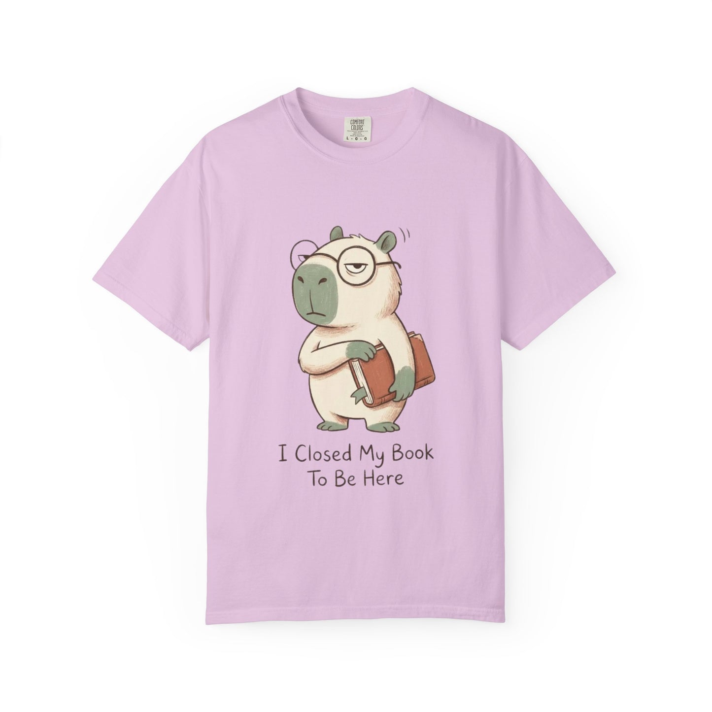 T-Shirt — Cute Bookish Sloth Graphic Tee “I Closed My Book To Be Here”