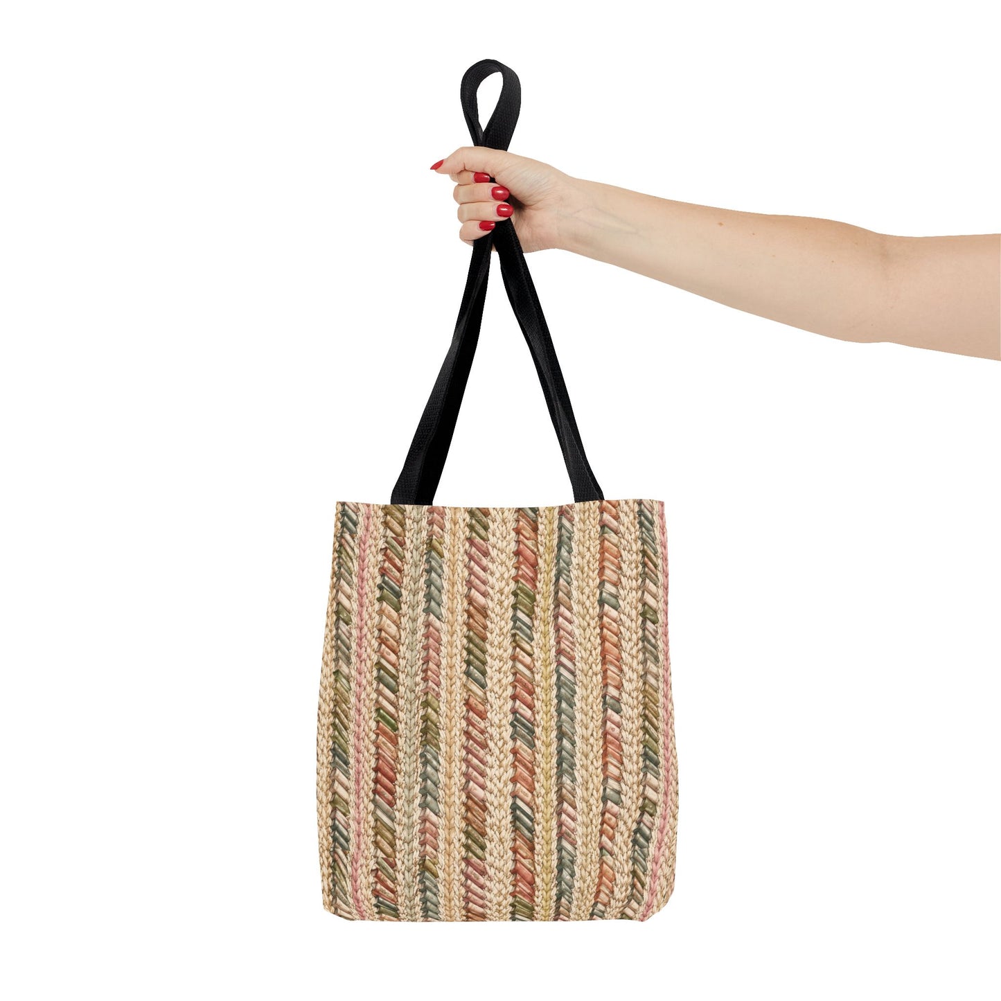 Textured Striped Rope Pattern Tote Bag — Rustic Boho Everyday Shopper