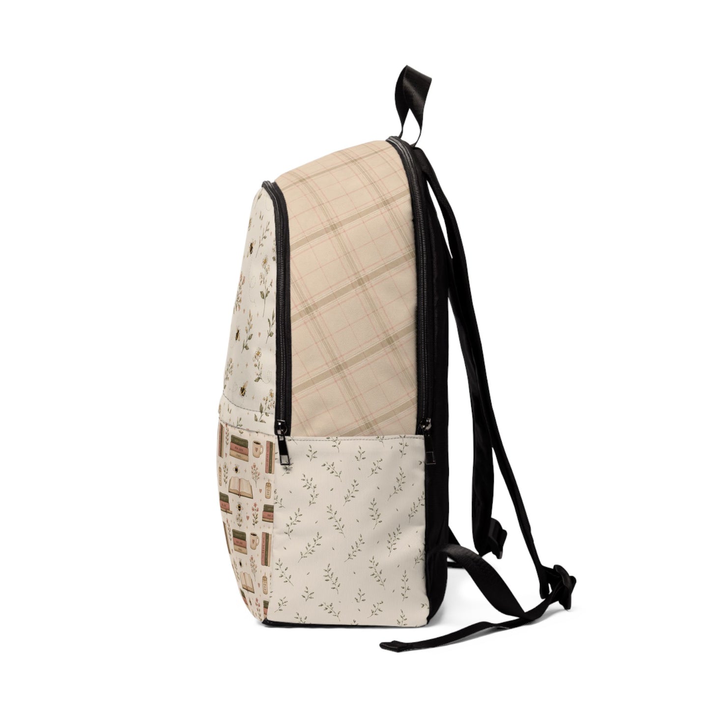 Vintage Camper Floral Book Bag — Cream Boho Daypack