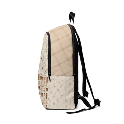Vintage Camper Floral Book Bag — Cream Boho Daypack
