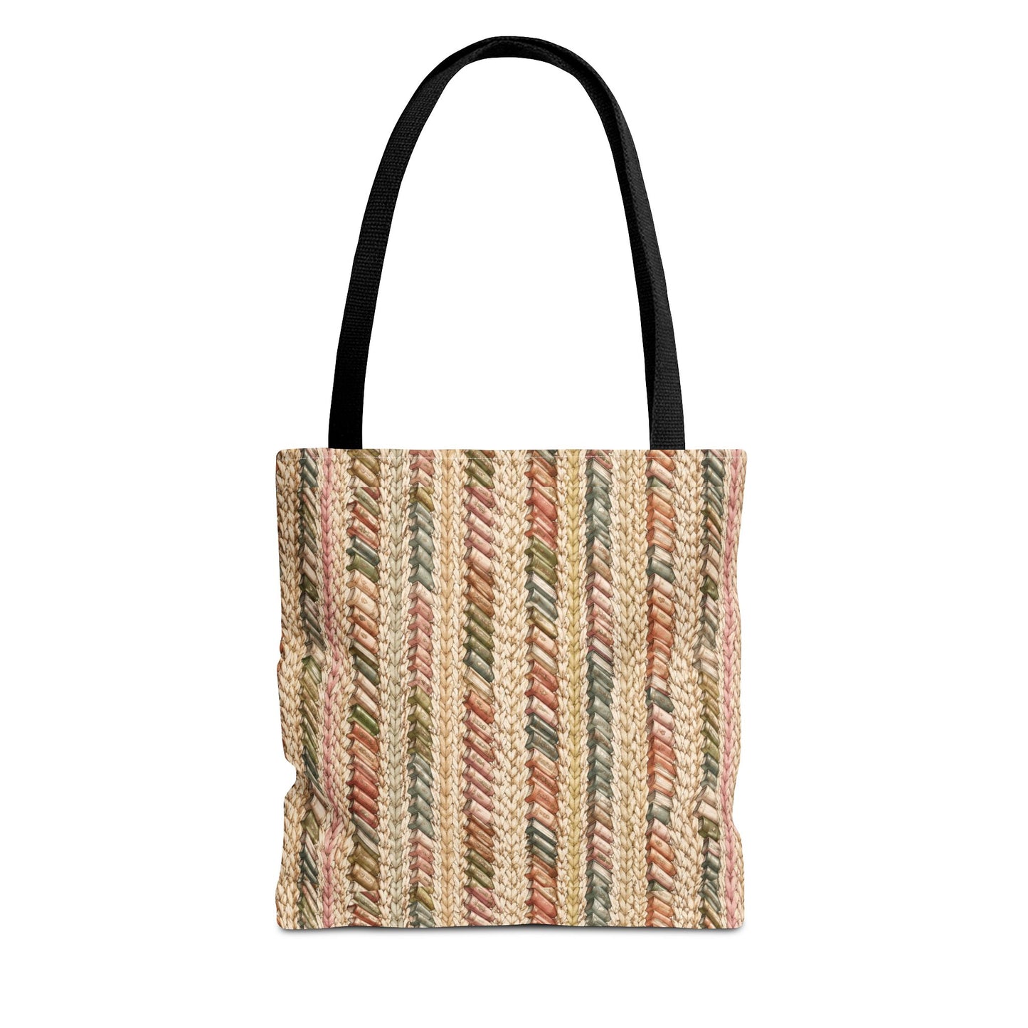 Textured Striped Rope Pattern Tote Bag — Rustic Boho Everyday Shopper