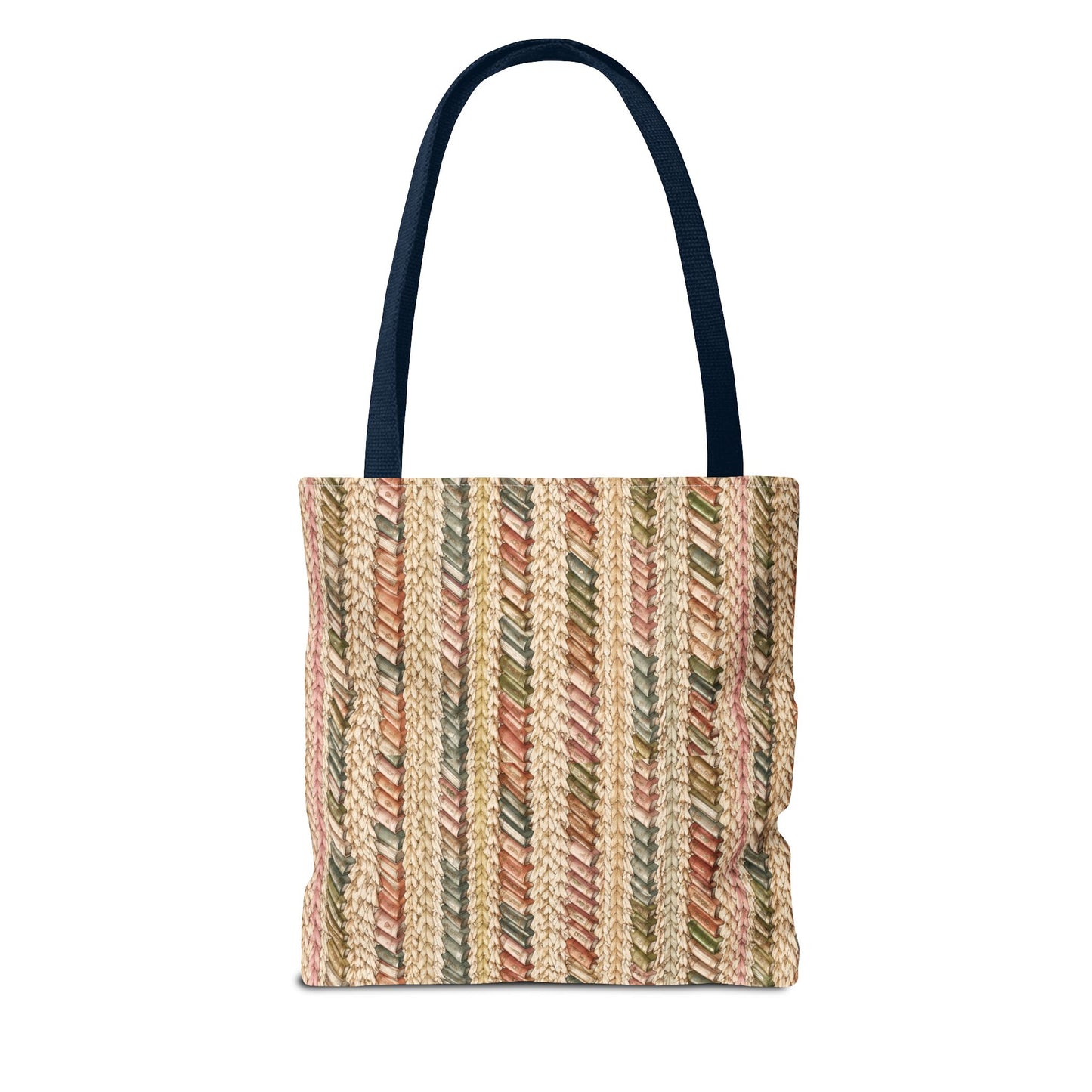 Textured Striped Rope Pattern Tote Bag — Rustic Boho Everyday Shopper
