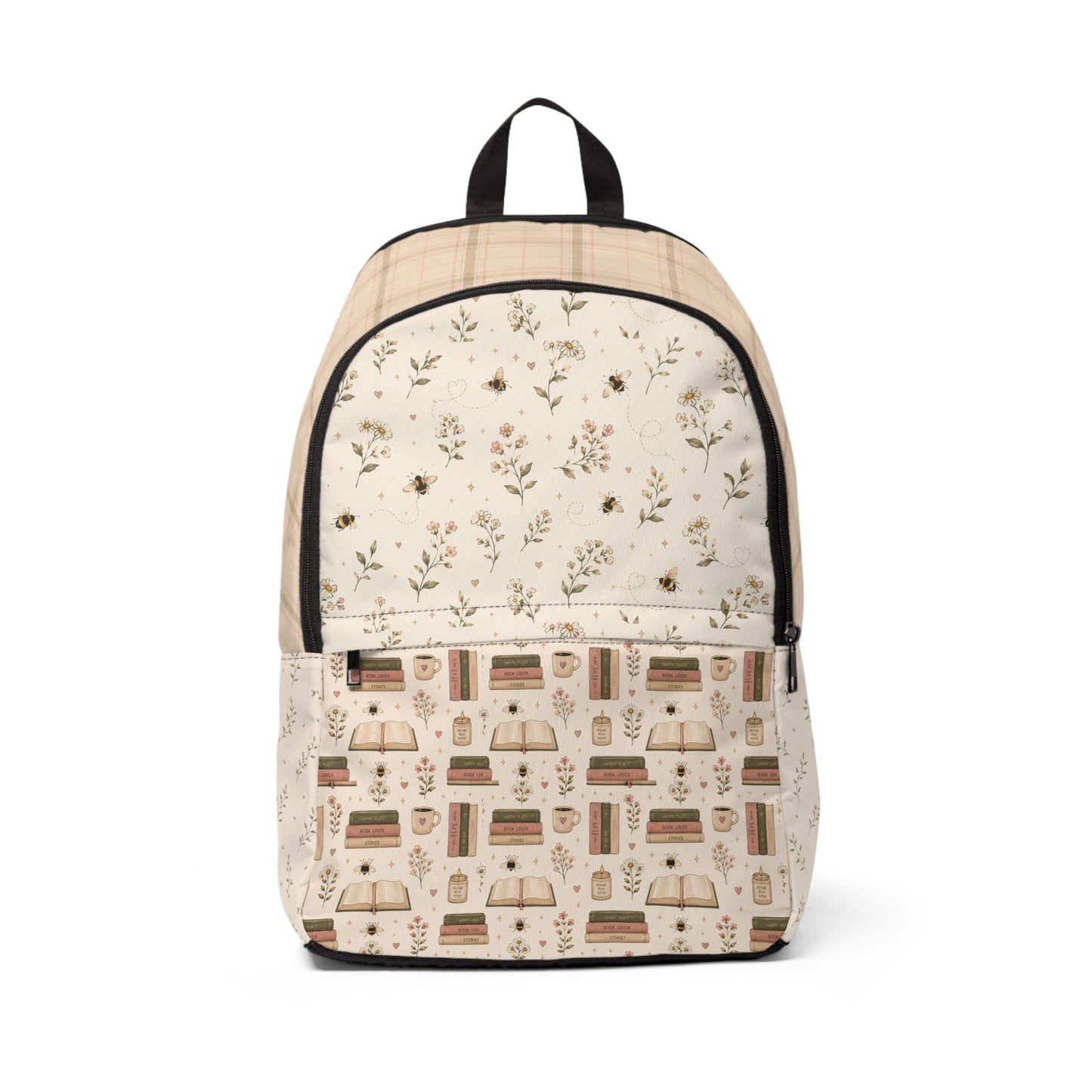 Vintage Camper Floral Book Bag — Cream Boho Daypack