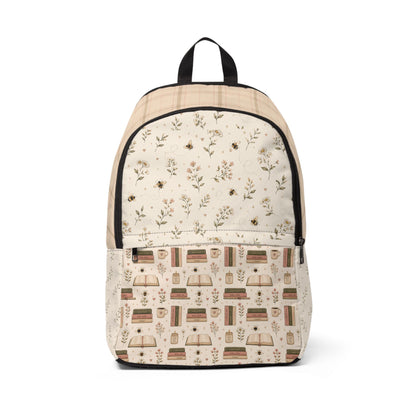 Vintage Camper Floral Book Bag — Cream Boho Daypack