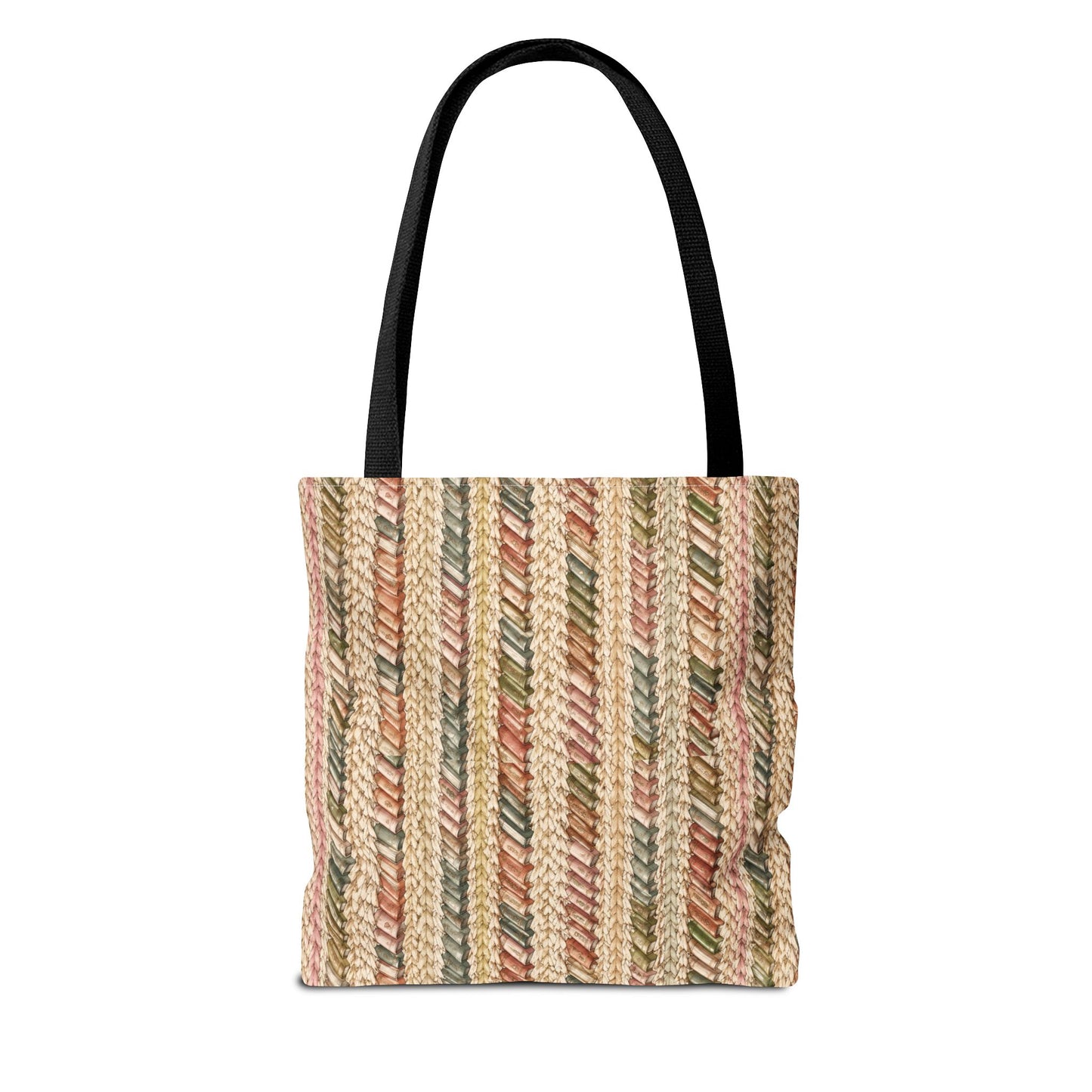 Textured Striped Rope Pattern Tote Bag — Rustic Boho Everyday Shopper