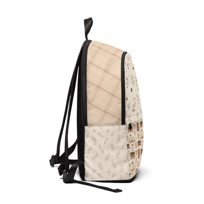 Vintage Camper Floral Book Bag — Cream Boho Daypack