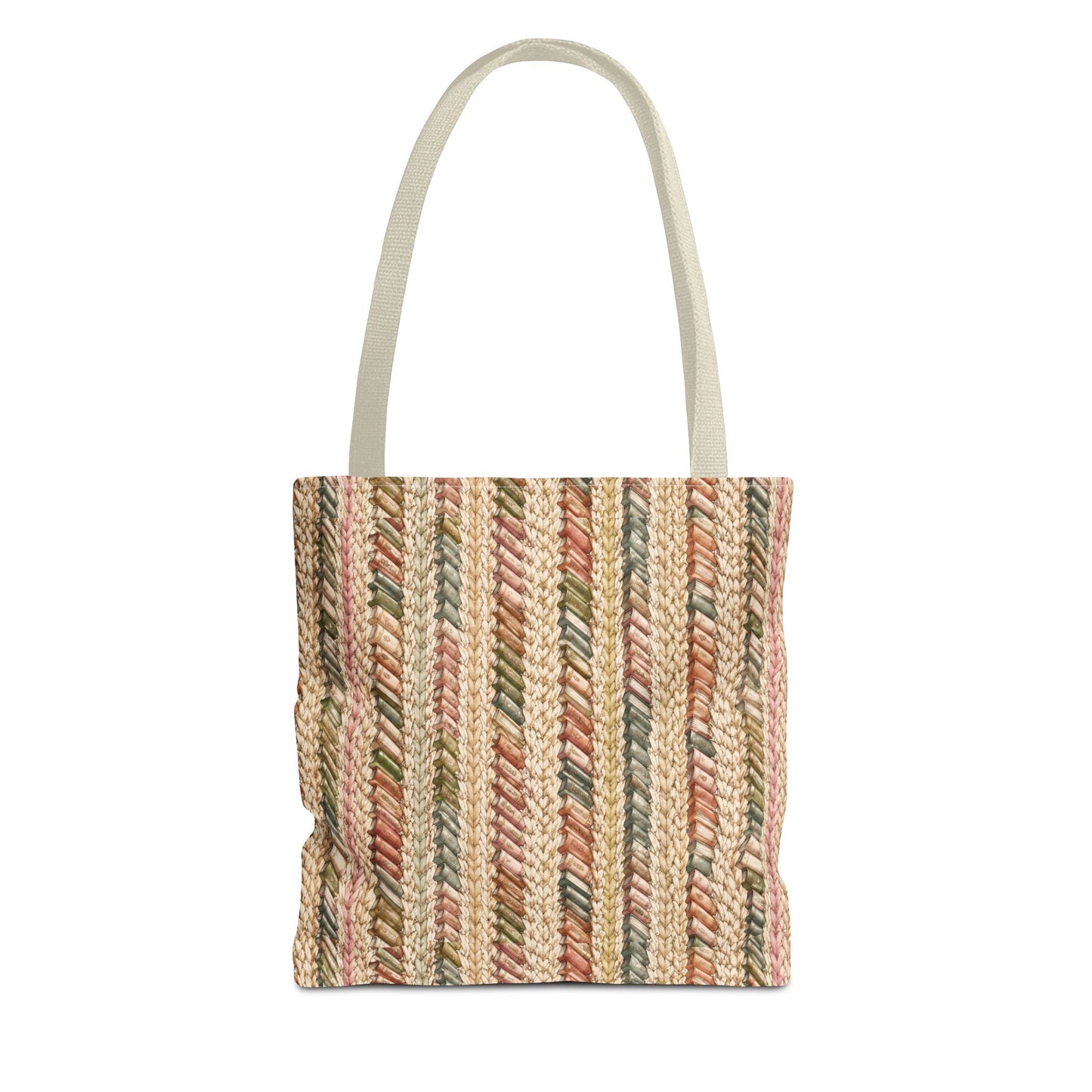 Textured Striped Rope Pattern Tote Bag — Rustic Boho Everyday Shopper