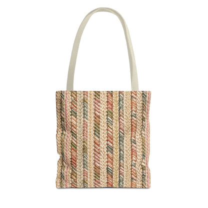 Textured Striped Rope Pattern Tote Bag — Rustic Boho Everyday Shopper
