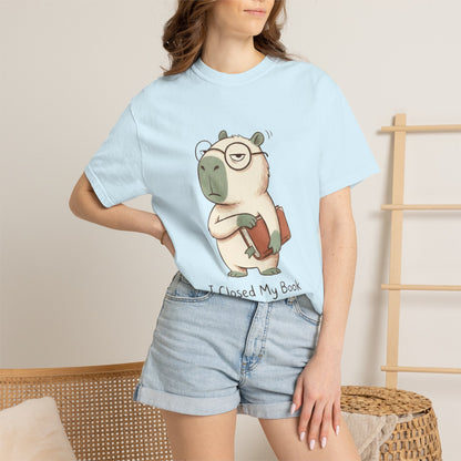 T-Shirt — Cute Bookish Sloth Graphic Tee “I Closed My Book To Be Here”