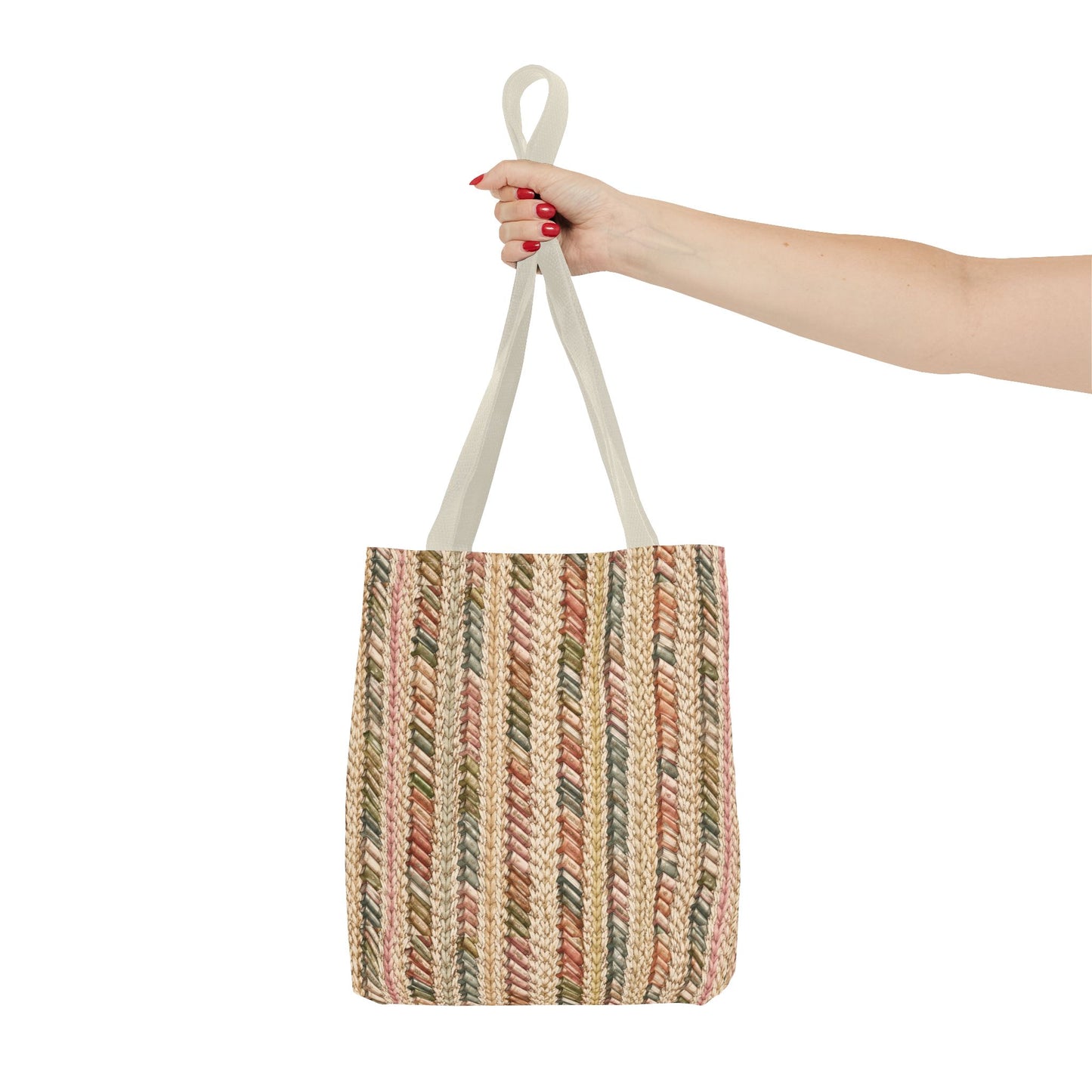 Textured Striped Rope Pattern Tote Bag — Rustic Boho Everyday Shopper