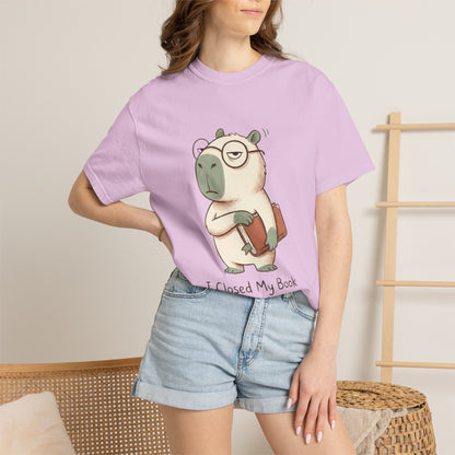T-Shirt — Cute Bookish Sloth Graphic Tee “I Closed My Book To Be Here”