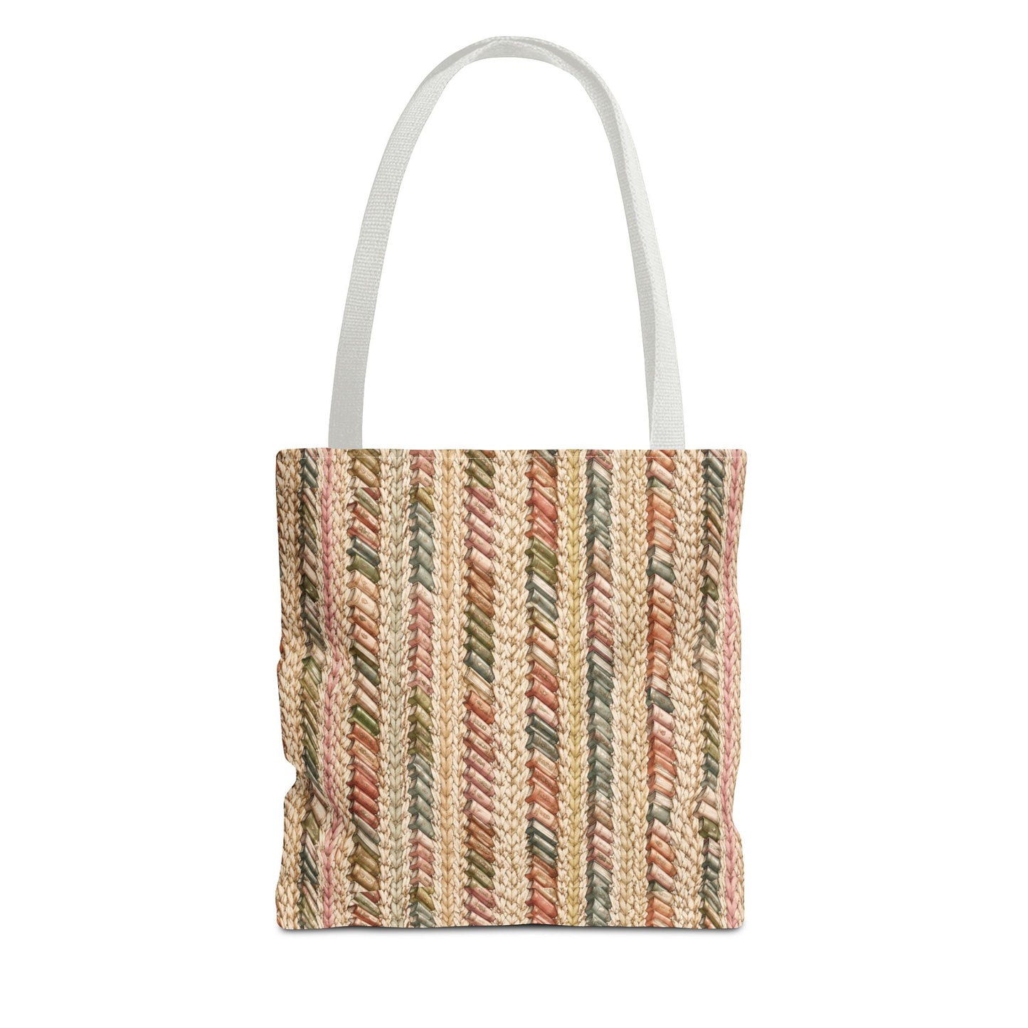 Textured Striped Rope Pattern Tote Bag — Rustic Boho Everyday Shopper