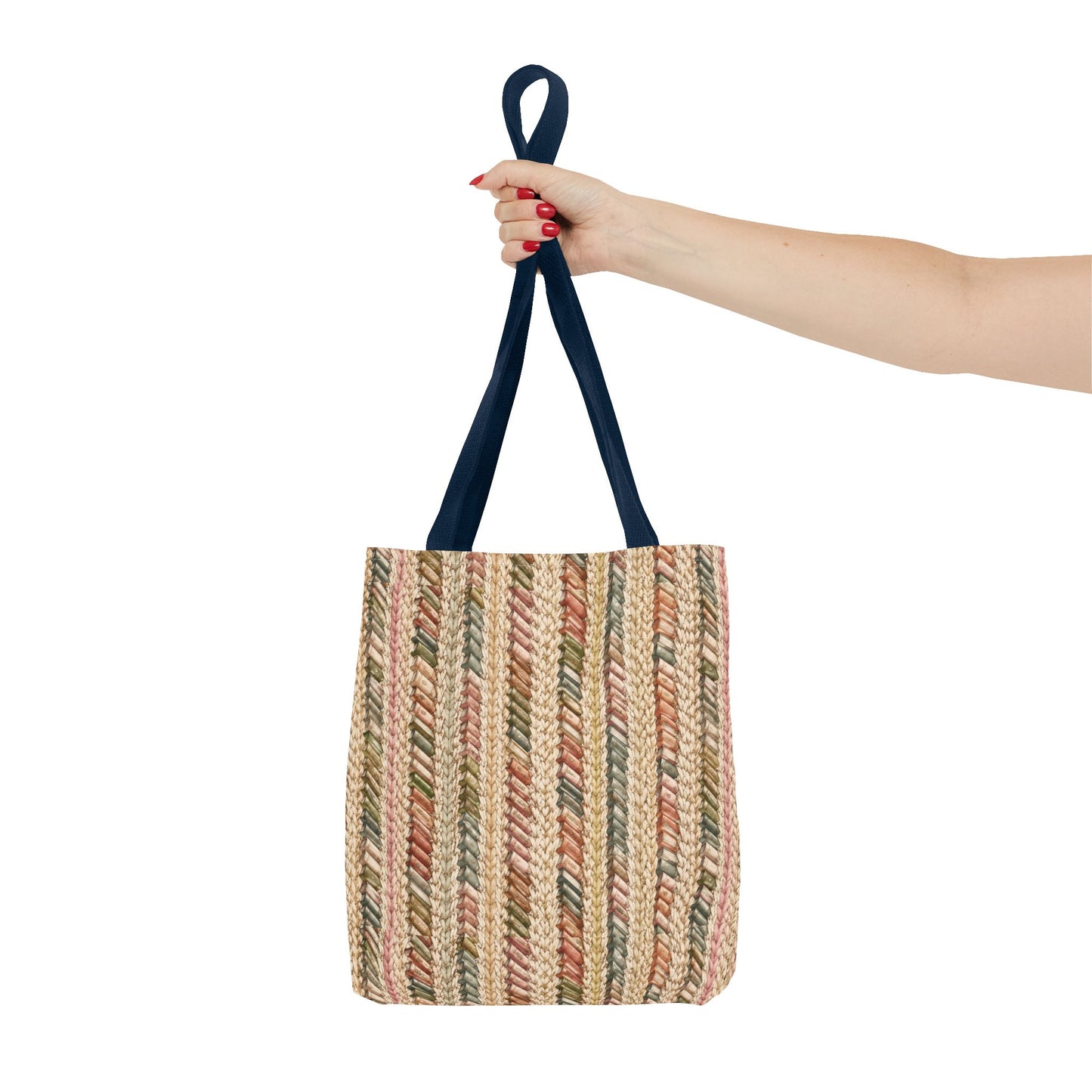Textured Striped Rope Pattern Tote Bag — Rustic Boho Everyday Shopper
