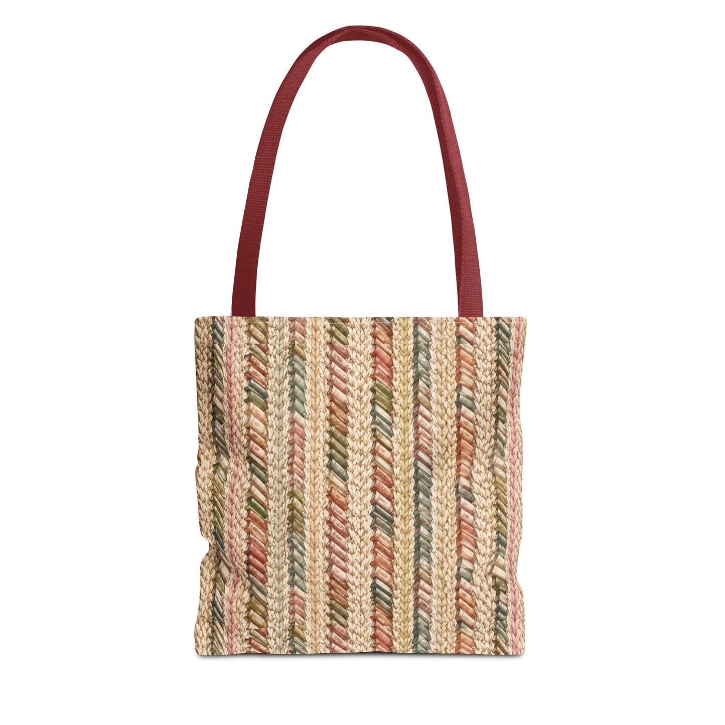 Textured Striped Rope Pattern Tote Bag — Rustic Boho Everyday Shopper