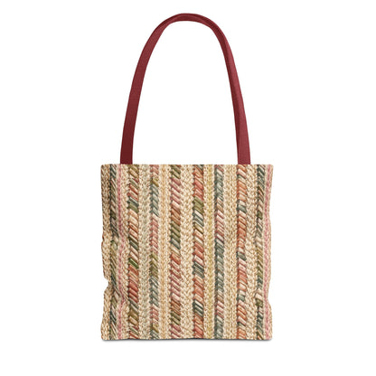 Textured Striped Rope Pattern Tote Bag — Rustic Boho Everyday Shopper