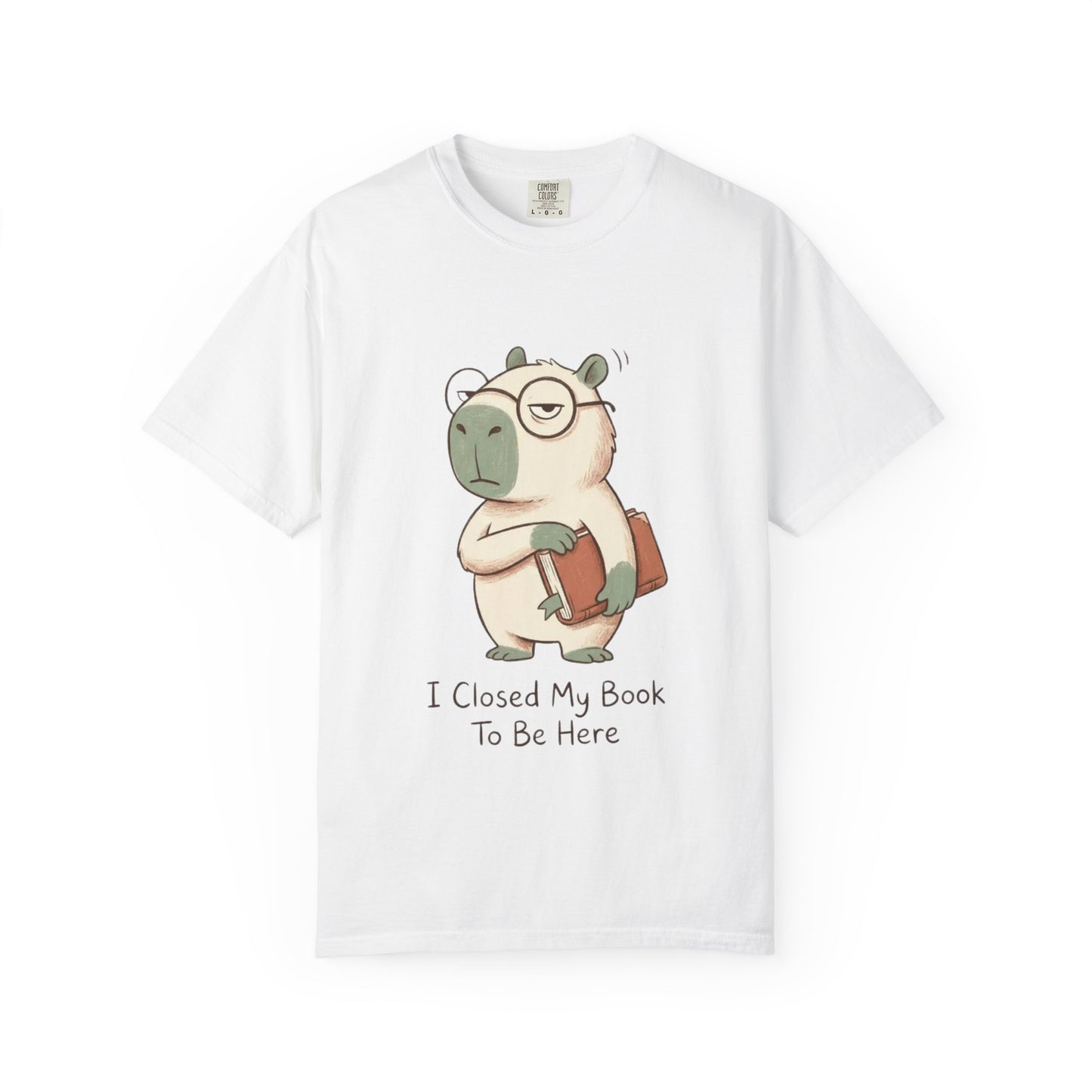 T-Shirt — Cute Bookish Sloth Graphic Tee “I Closed My Book To Be Here”