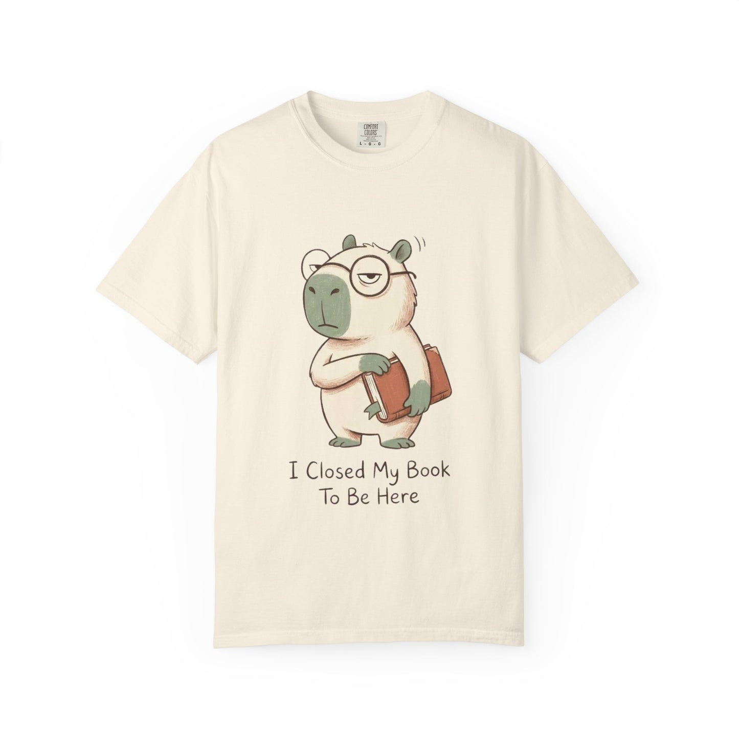 T-Shirt — Cute Bookish Sloth Graphic Tee “I Closed My Book To Be Here”