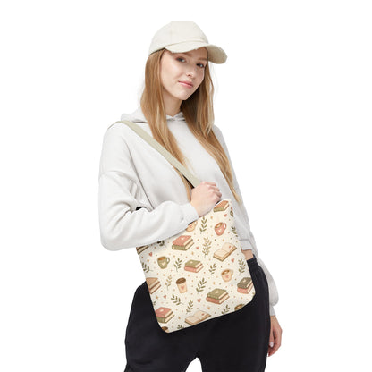 Bookish Tote Bag — Cute Cozy Books & Coffee Pattern All-Over Print Tote