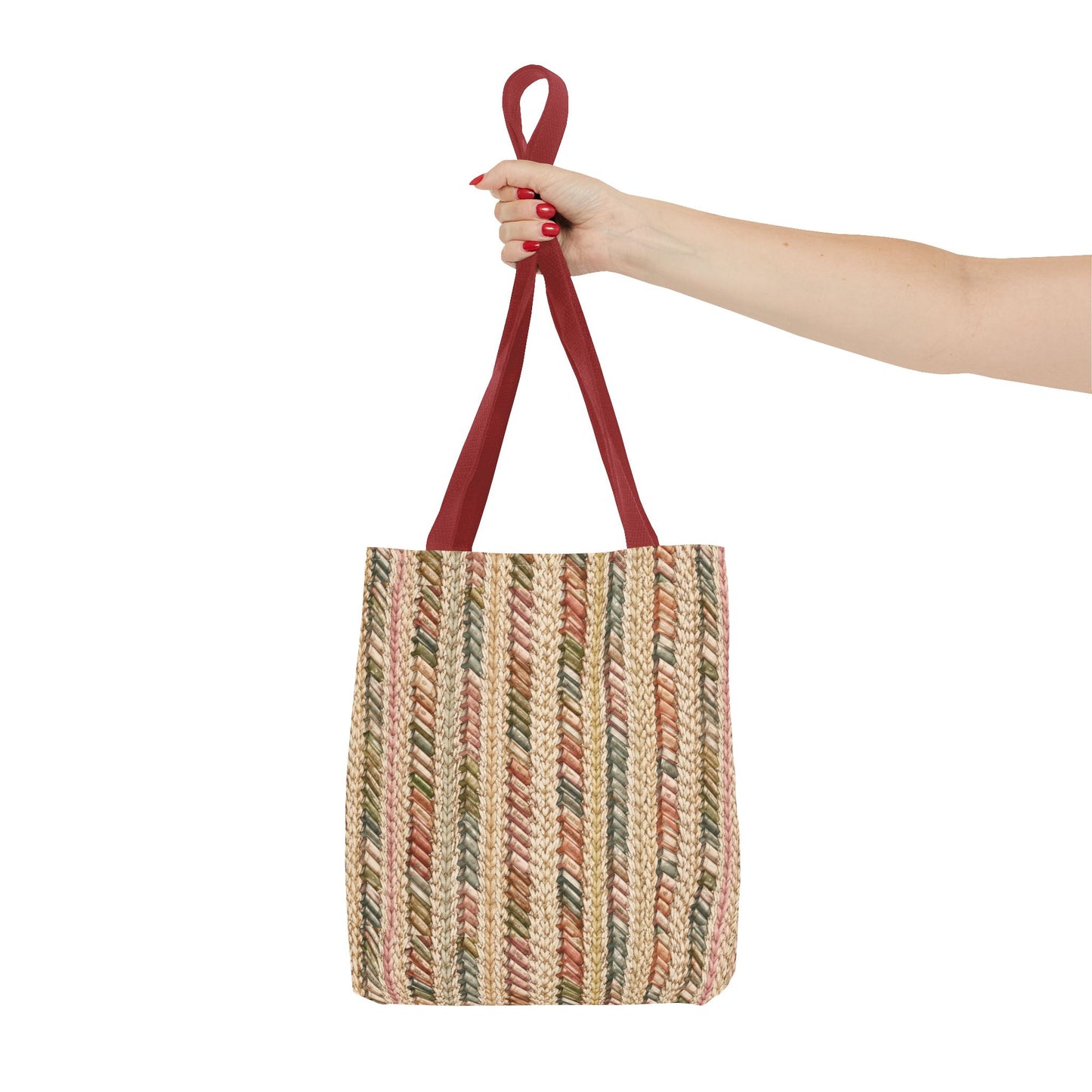 Textured Striped Rope Pattern Tote Bag — Rustic Boho Everyday Shopper