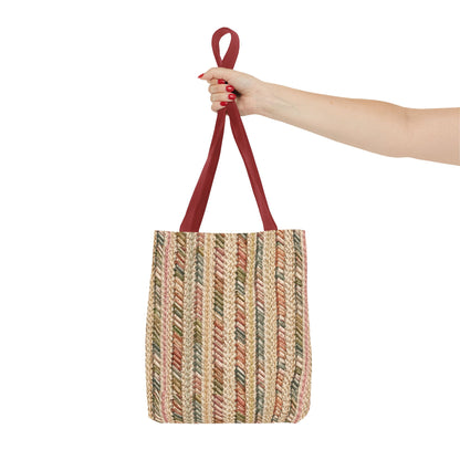 Textured Striped Rope Pattern Tote Bag — Rustic Boho Everyday Shopper