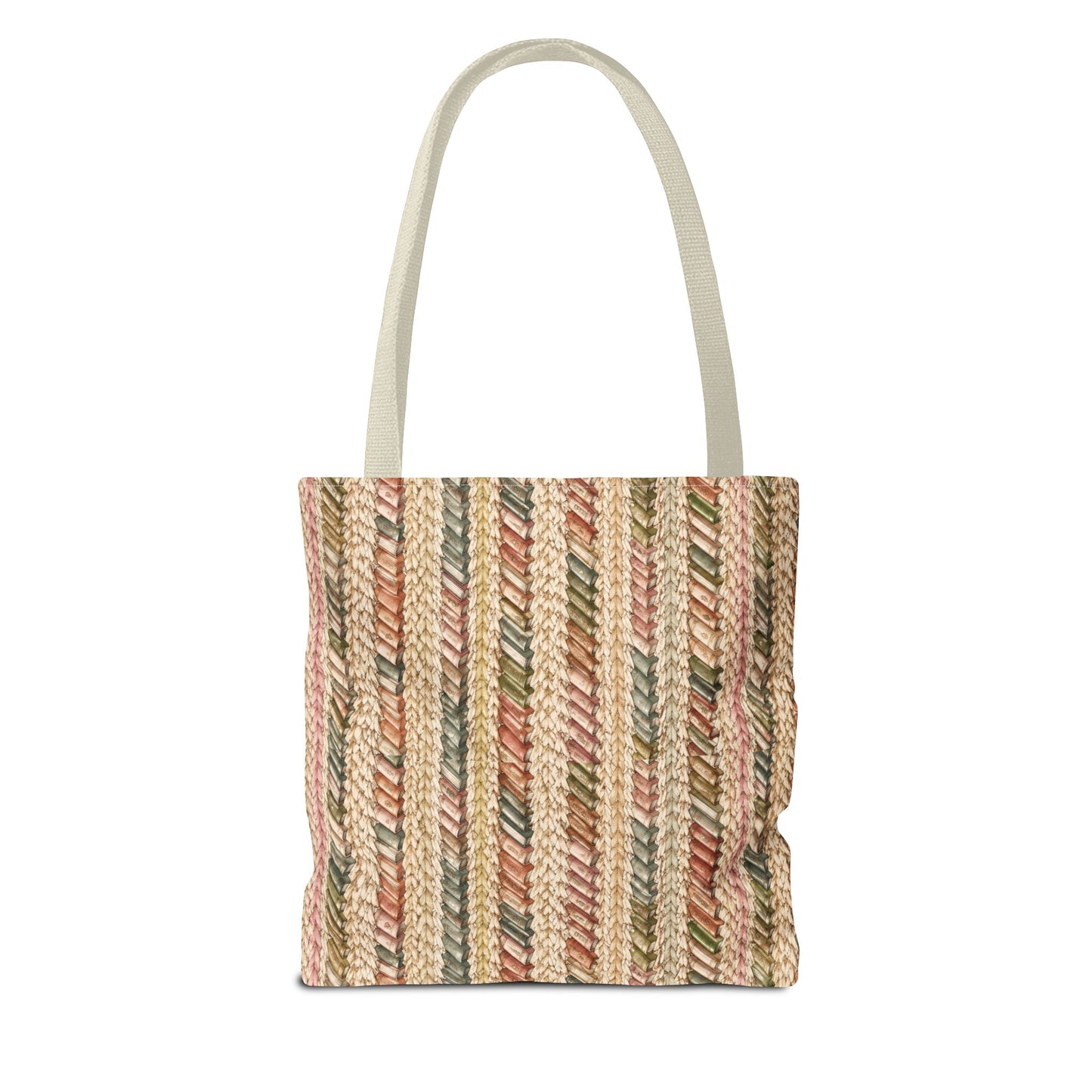 Textured Striped Rope Pattern Tote Bag — Rustic Boho Everyday Shopper
