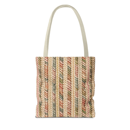 Textured Striped Rope Pattern Tote Bag — Rustic Boho Everyday Shopper