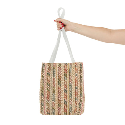 Textured Striped Rope Pattern Tote Bag — Rustic Boho Everyday Shopper