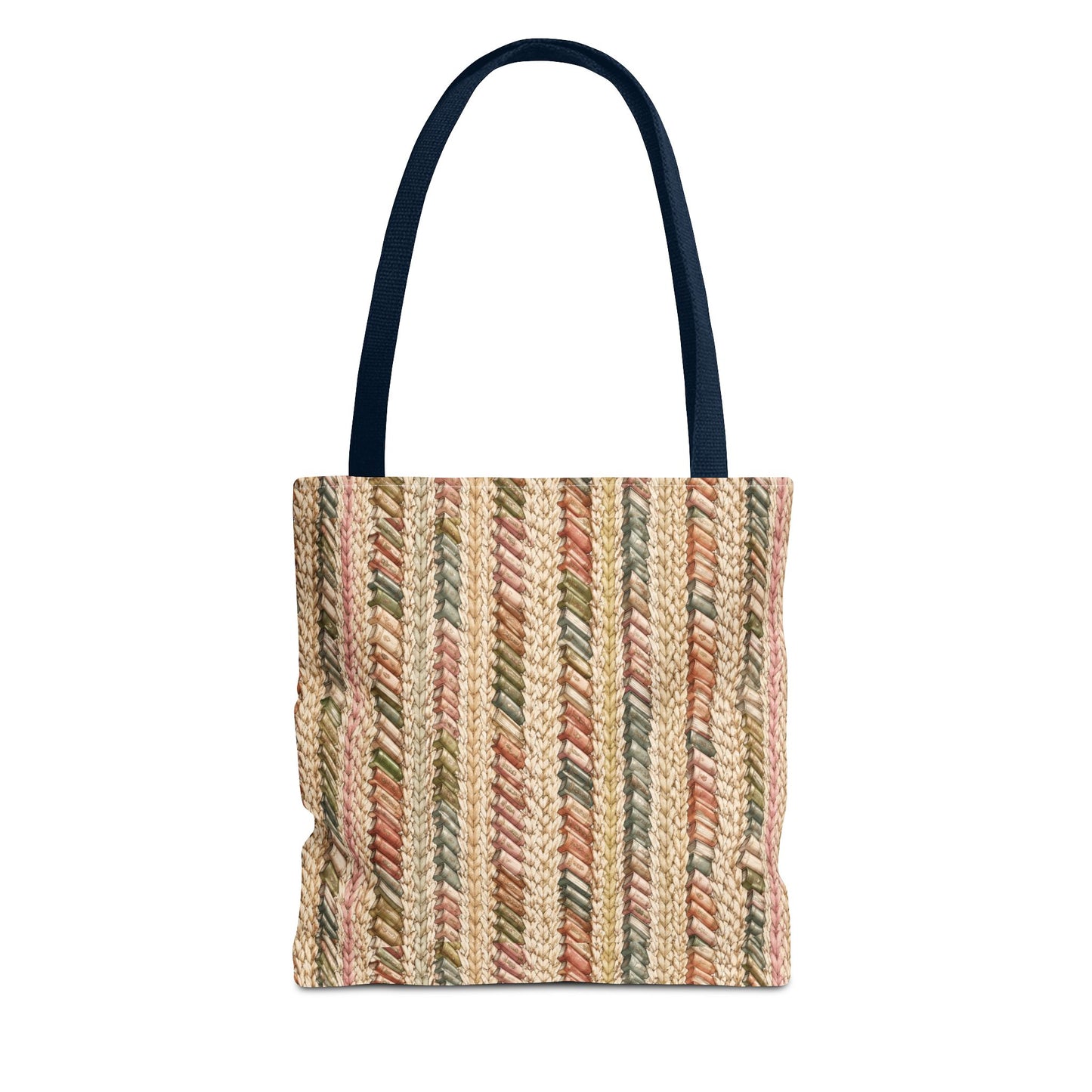 Textured Striped Rope Pattern Tote Bag — Rustic Boho Everyday Shopper